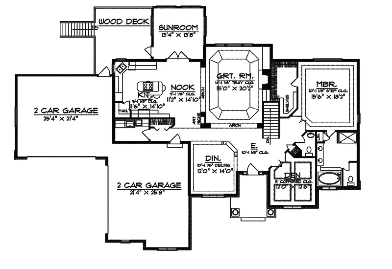 Ranch House Plan First Floor - Desmond Manor Luxury Home 051S-0043 - Search House Plans and More