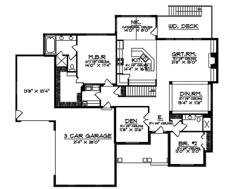 Ranch House Plan First Floor - Beversen Traditional Home 051S-0045 - Search House Plans and More
