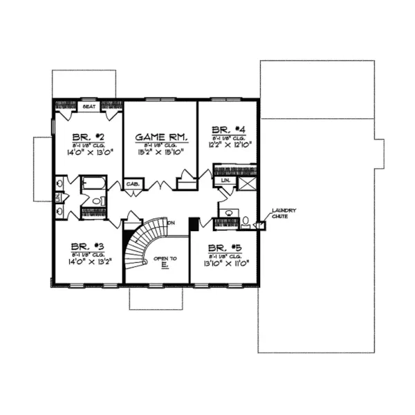 Early American House Plan Second Floor - Gareth Manor Luxury Greek Home 051S-0047 - Search House Plans and More