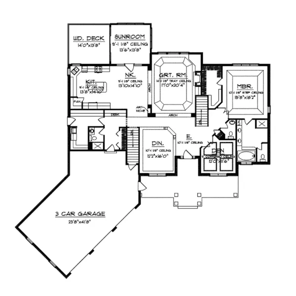 Ranch House Plan First Floor - Marmande Luxury Ranch Style Home 051S-0048 - Shop House Plans and More