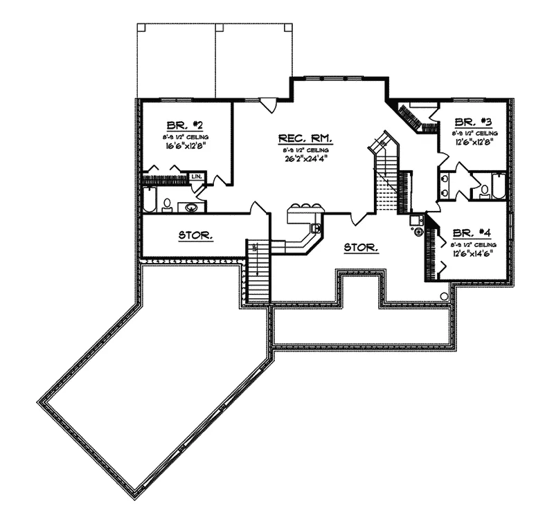 Tudor House Plan Lower Level Floor - Marmande Luxury Ranch Style Home 051S-0048 - Shop House Plans and More