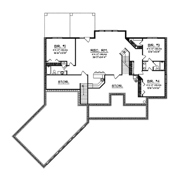 Ranch House Plan Lower Level Floor - Marmande Luxury Ranch Style Home 051S-0048 - Shop House Plans and More