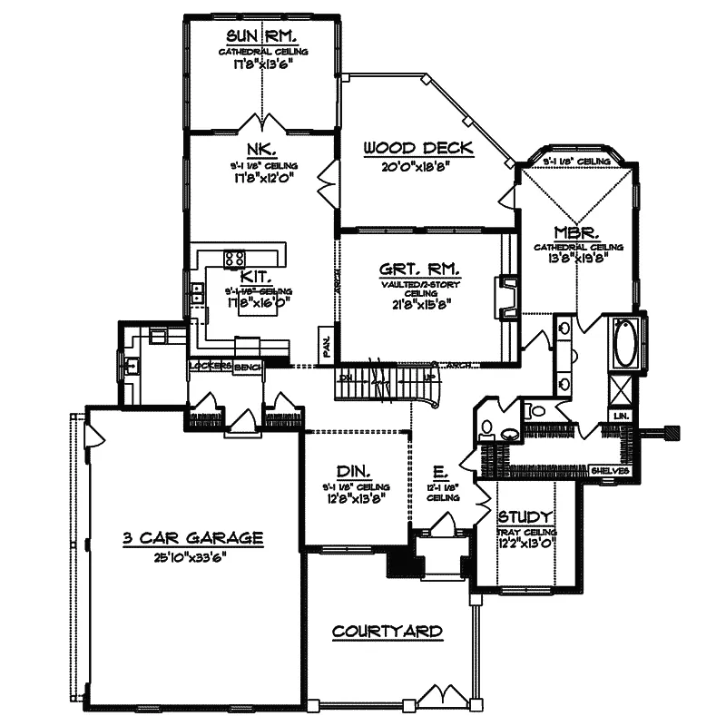Tudor House Plan First Floor - Griffin Manor Luxury Home 051S-0050 - Search House Plans and More