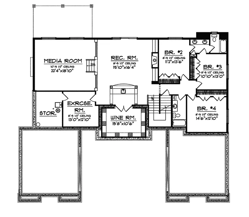 Craftsman House Plan Lower Level Floor - Parklawn Luxury Home 051S-0053 - Shop House Plans and More
