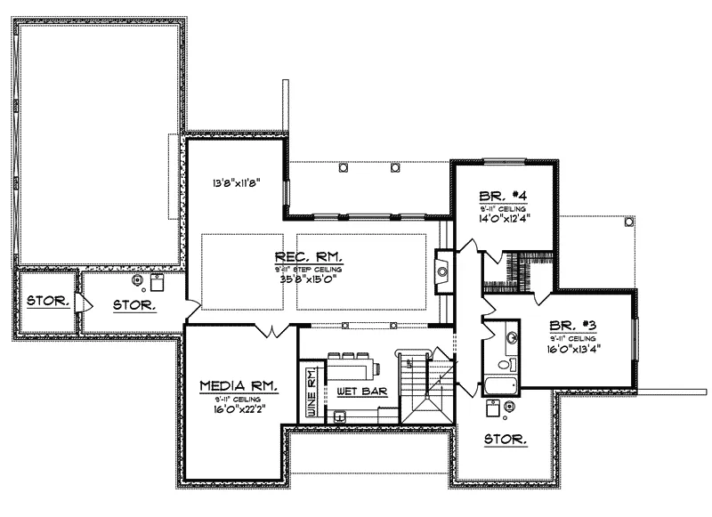 Modern House Plan Lower Level Floor - Plattsburgh Craftsman Home 051S-0054 - Shop House Plans and More