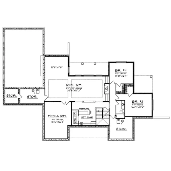 Ranch House Plan Lower Level Floor - Plattsburgh Craftsman Home 051S-0054 - Shop House Plans and More