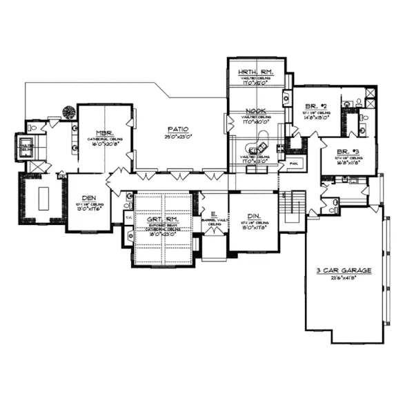 Traditional House Plan First Floor - Maryhill European Ranch Home 051S-0055 - Shop House Plans and More