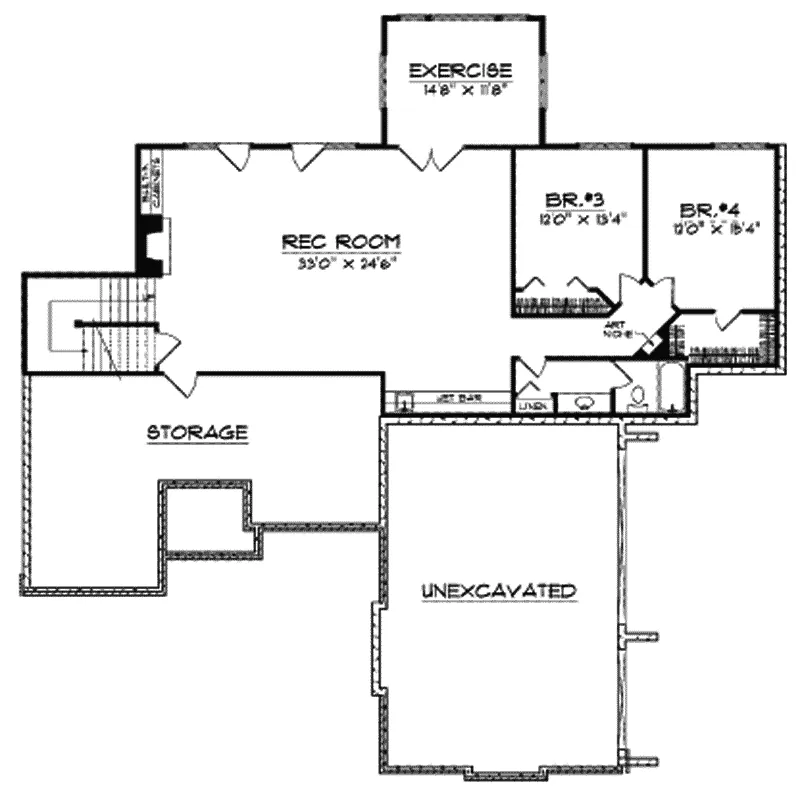 Country House Plan Lower Level Floor - Goldwood Country French Home 051S-0057 - Search House Plans and More
