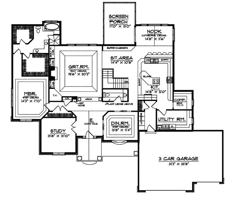 Luxury House Plan First Floor - Reinhardt Luxury Ranch Home 051S-0058 - Shop House Plans and More