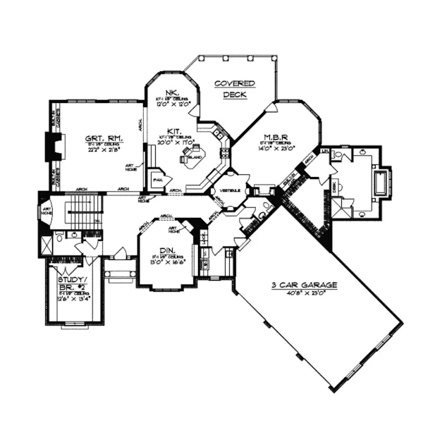 English Cottage House Plan First Floor - Sanderson Manor Luxury Home 051S-0060 - Shop House Plans and More