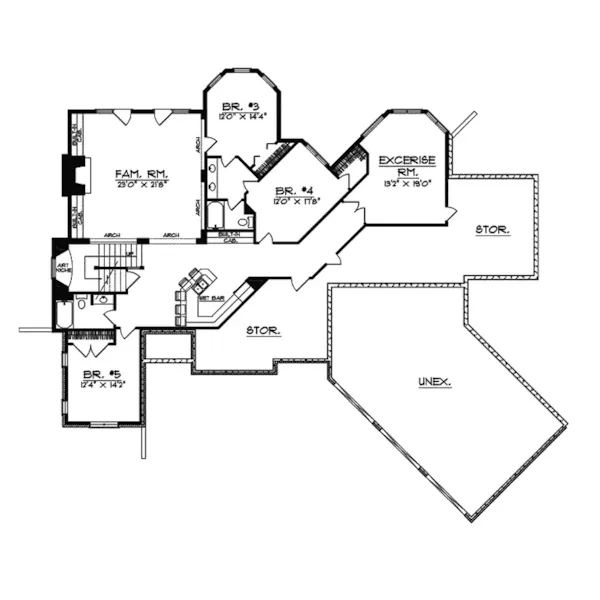 English Cottage House Plan Lower Level Floor - Sanderson Manor Luxury Home 051S-0060 - Shop House Plans and More