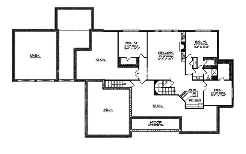Traditional House Plan Lower Level Floor - Abilene Country Home 051S-0061 - Search House Plans and More