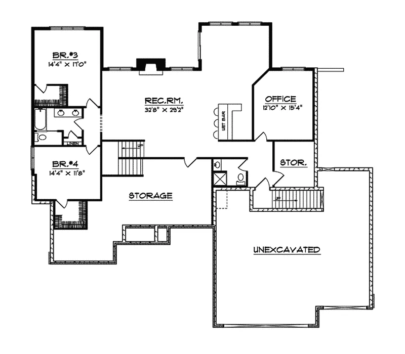 European House Plan Lower Level Floor - Archwood Ranch Home 051S-0062 - Search House Plans and More