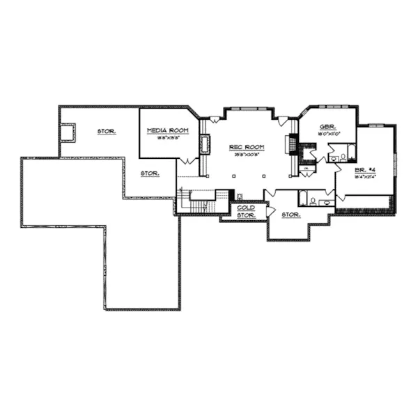 English Cottage House Plan Lower Level Floor - Liechtenstein European Home 051S-0063 - Shop House Plans and More