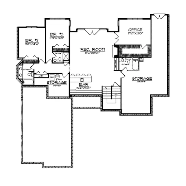 Traditional House Plan Lower Level Floor - Chapparal Luxury Ranch Home 051S-0064 - Search House Plans and More