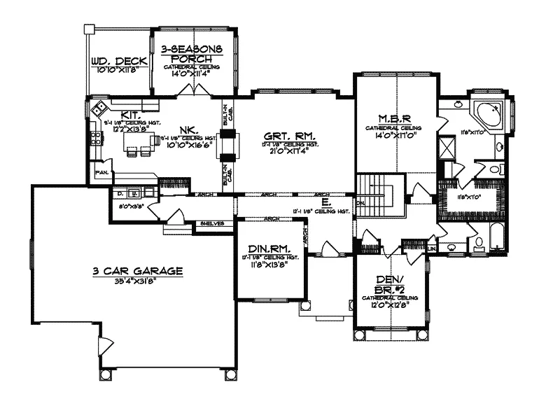Arts & Crafts House Plan First Floor - Cartanegra Craftsman Home 051S-0065 - Search House Plans and More