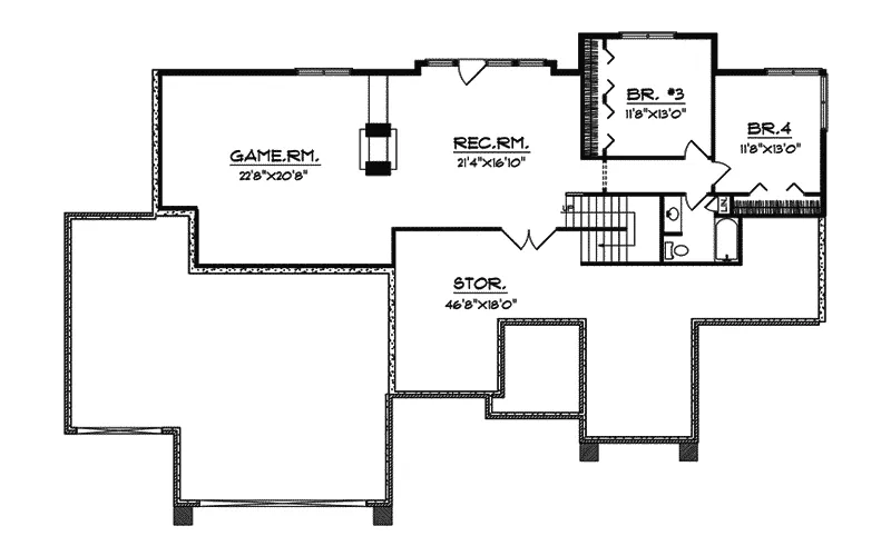 Arts & Crafts House Plan Lower Level Floor - Cartanegra Craftsman Home 051S-0065 - Search House Plans and More