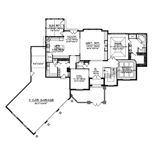 European House Plan First Floor - Sawmill Manor European Home 051S-0070 - Shop House Plans and More