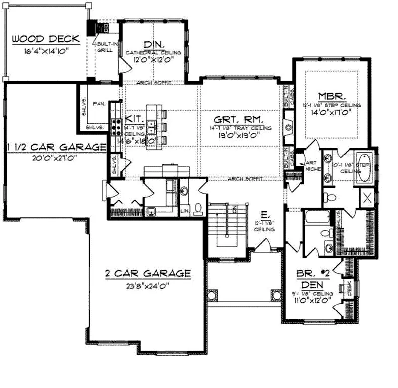 Craftsman House Plan First Floor - Pescara Manor Craftsman Home 051S-0071 - Shop House Plans and More