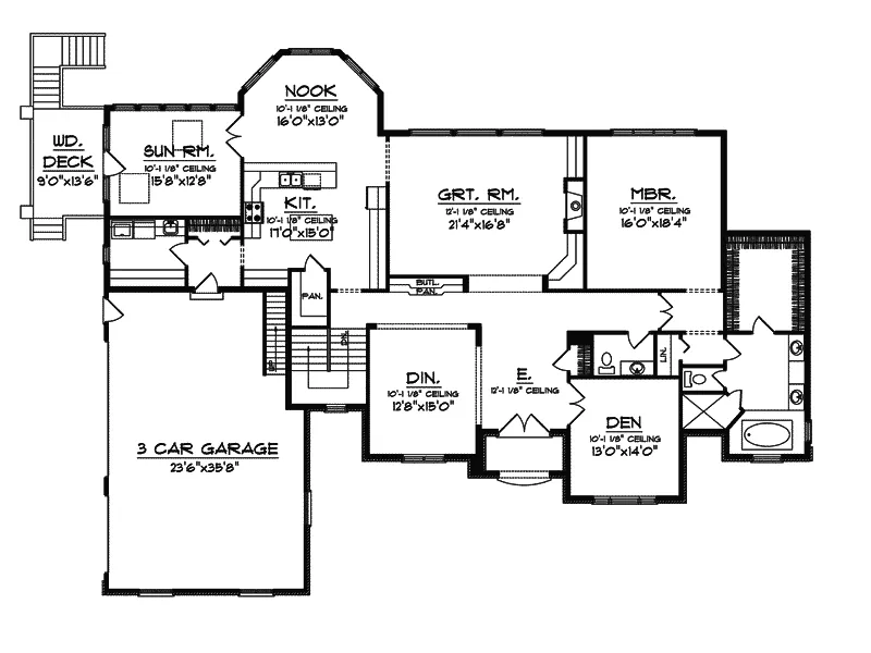 Ranch House Plan First Floor - Malta Manor Luxury Ranch Home 051S-0074 - Shop House Plans and More