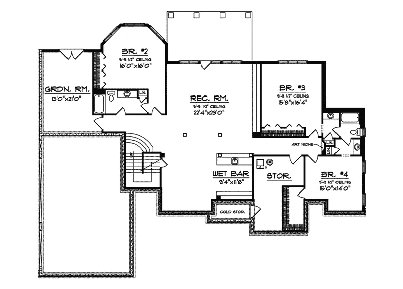 Ranch House Plan Lower Level Floor - Malta Manor Luxury Ranch Home 051S-0074 - Shop House Plans and More