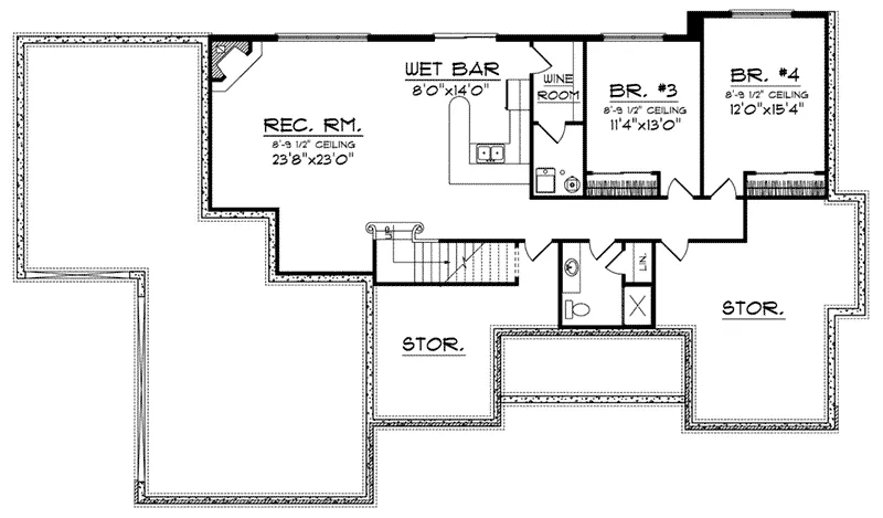 Arts & Crafts House Plan Lower Level Floor - Donato Craftsman Country Home 051S-0076 - Search House Plans and More