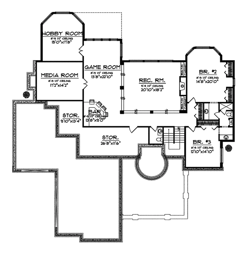 Vacation House Plan Lower Level Floor - Milano Place European Home 051S-0083 - Shop House Plans and More