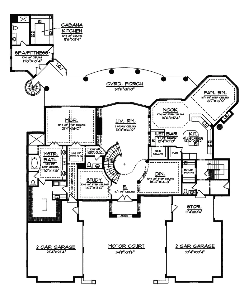 Vacation House Plan First Floor - Valona Mediterranean Home 051S-0084 - Shop House Plans and More