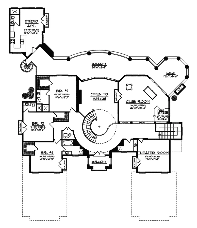 Vacation House Plan Second Floor - Valona Mediterranean Home 051S-0084 - Shop House Plans and More