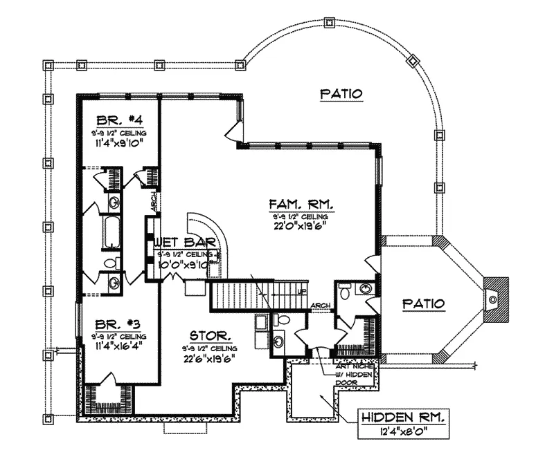 Traditional House Plan Lower Level Floor - Morning Glory Craftsman Home 051S-0085 - Shop House Plans and More