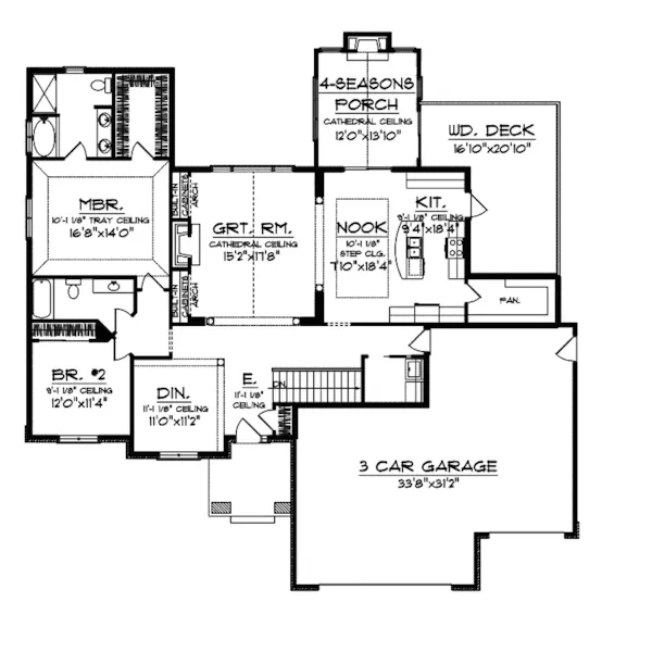 Ranch House Plan First Floor - Sweeney Bluff Luxury Home 051S-0087 - Shop House Plans and More