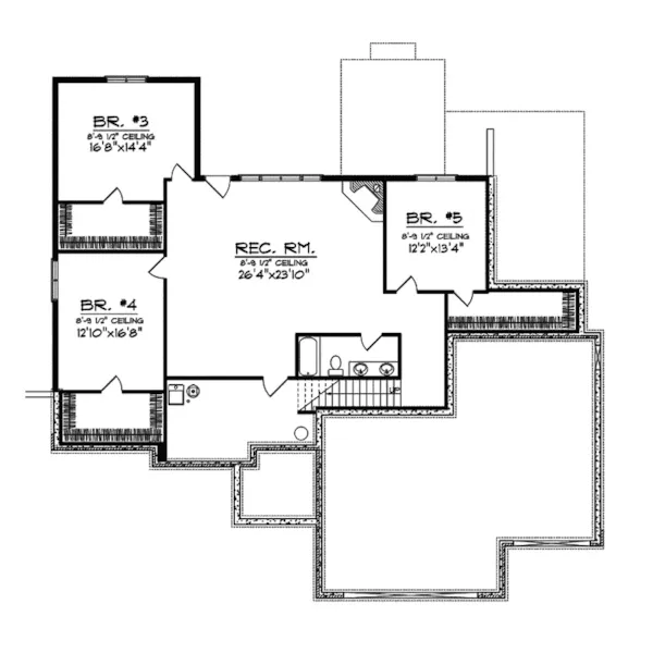 Ranch House Plan Lower Level Floor - Sweeney Bluff Luxury Home 051S-0087 - Shop House Plans and More