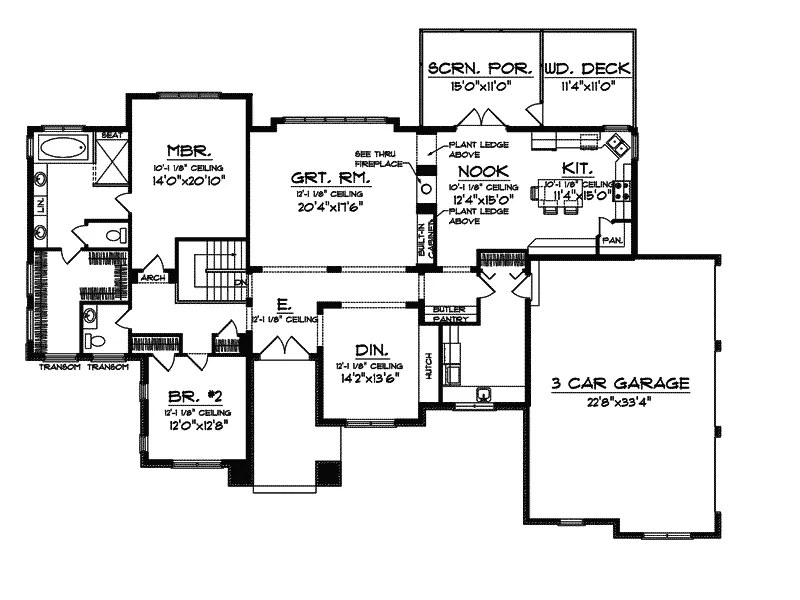 Ranch House Plan First Floor - Mallard Woods Contemporary Home 051S-0088 - Shop House Plans and More
