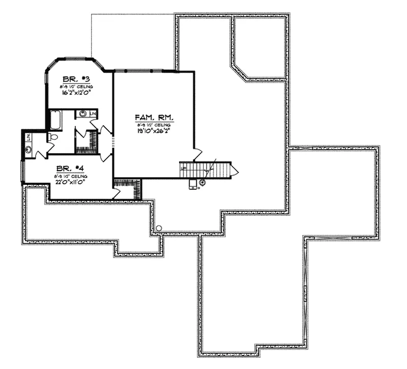 Arts & Crafts House Plan Lower Level Floor - Gatesworth Manor Craftsman Home 051S-0089 - Search House Plans and More