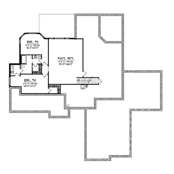 Craftsman House Plan Lower Level Floor - Gatesworth Manor Craftsman Home 051S-0089 - Search House Plans and More