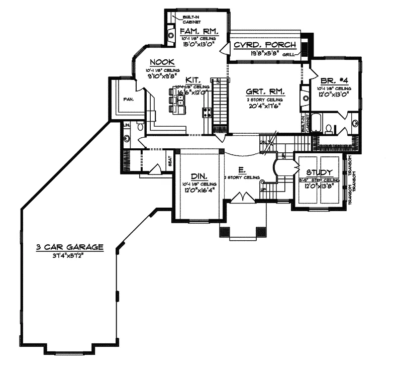 Traditional House Plan First Floor - Traquair Craftsman Home 051S-0090 - Shop House Plans and More