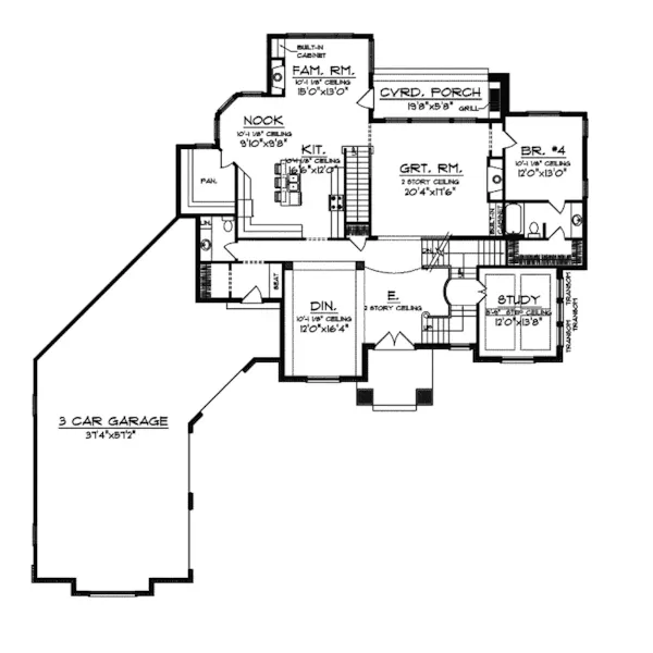 Traditional House Plan First Floor - Traquair Craftsman Home 051S-0090 - Shop House Plans and More