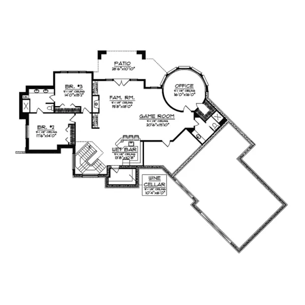 Ranch House Plan Lower Level Floor - Twincreek Craftsman Home 051S-0091 - Shop House Plans and More