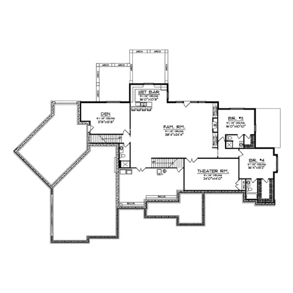 Traditional House Plan Lower Level Floor - Bacara Luxury Home 051S-0092 - Search House Plans and More