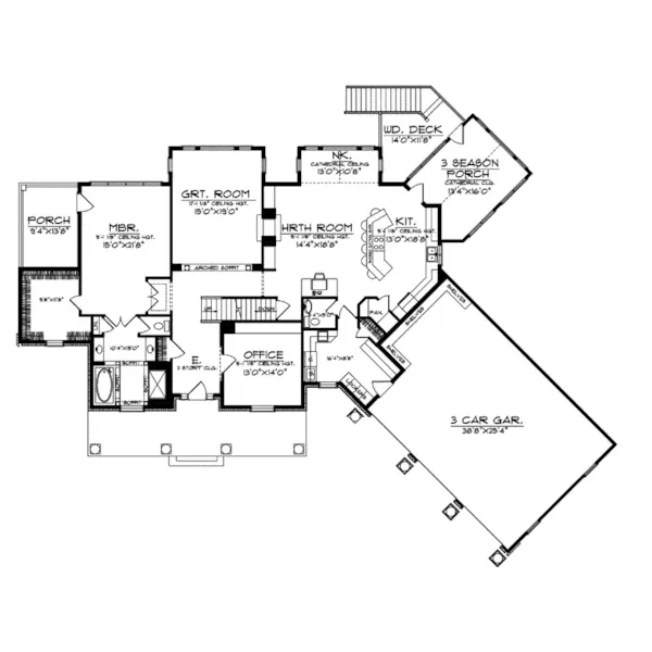 Farmhouse Plan First Floor - Renehale Country Home 051S-0094 - Shop House Plans and More