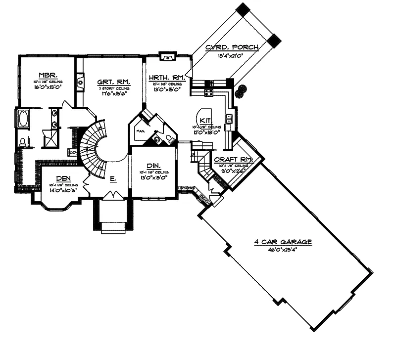European House Plan First Floor - Mansionhill Luxury Home 051S-0096 - Shop House Plans and More