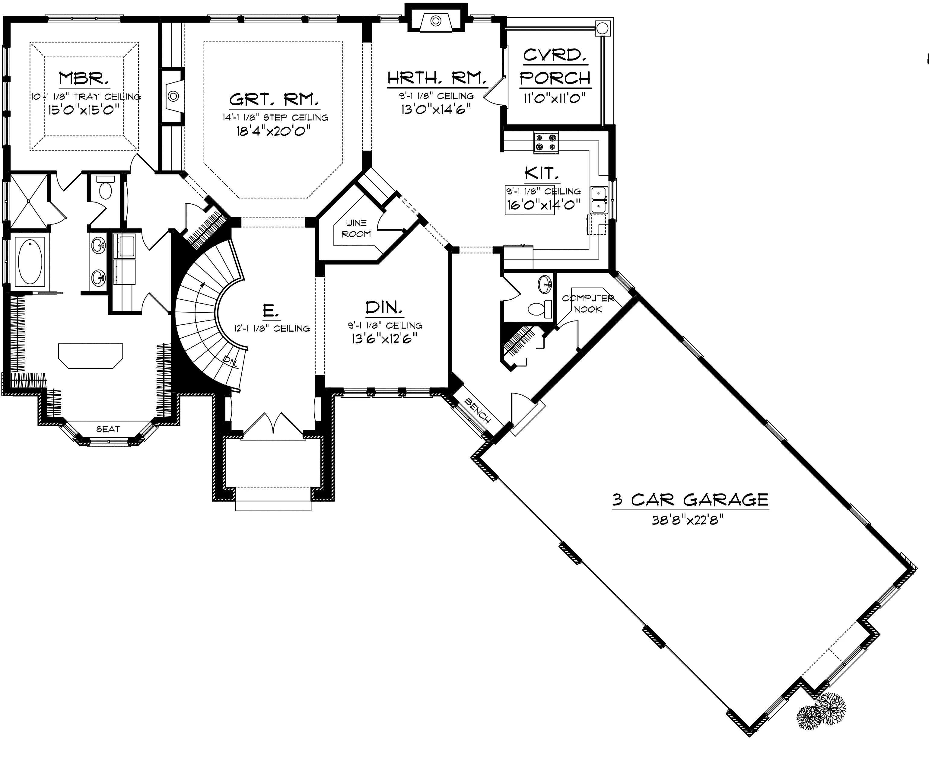 Ranch House Plan First Floor - Bonhomme Luxury Ranch Home 051S-0098 - Search House Plans and More