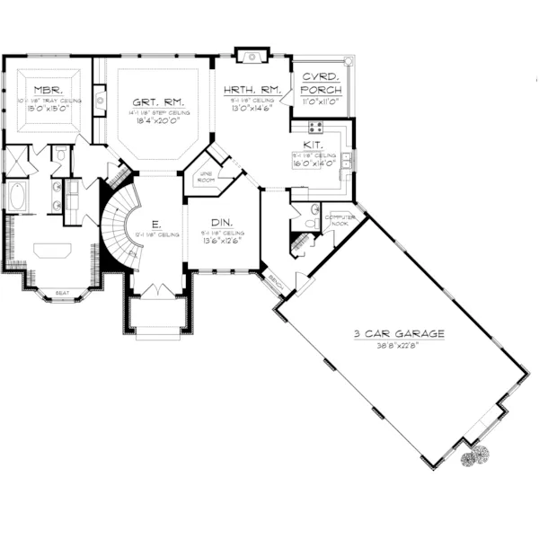 Ranch House Plan First Floor - Bonhomme Luxury Ranch Home 051S-0098 - Search House Plans and More