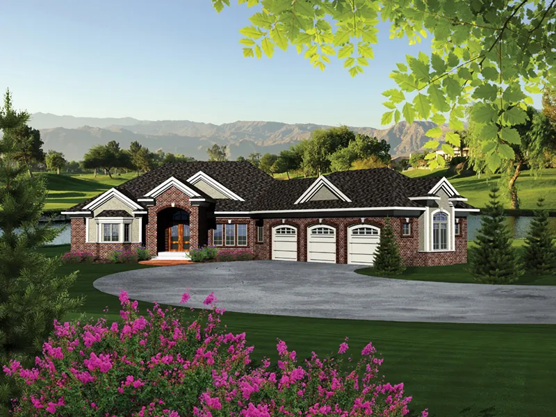 Ranch House Plan Front of Home - Bonhomme Luxury Ranch Home 051S-0098 - Search House Plans and More