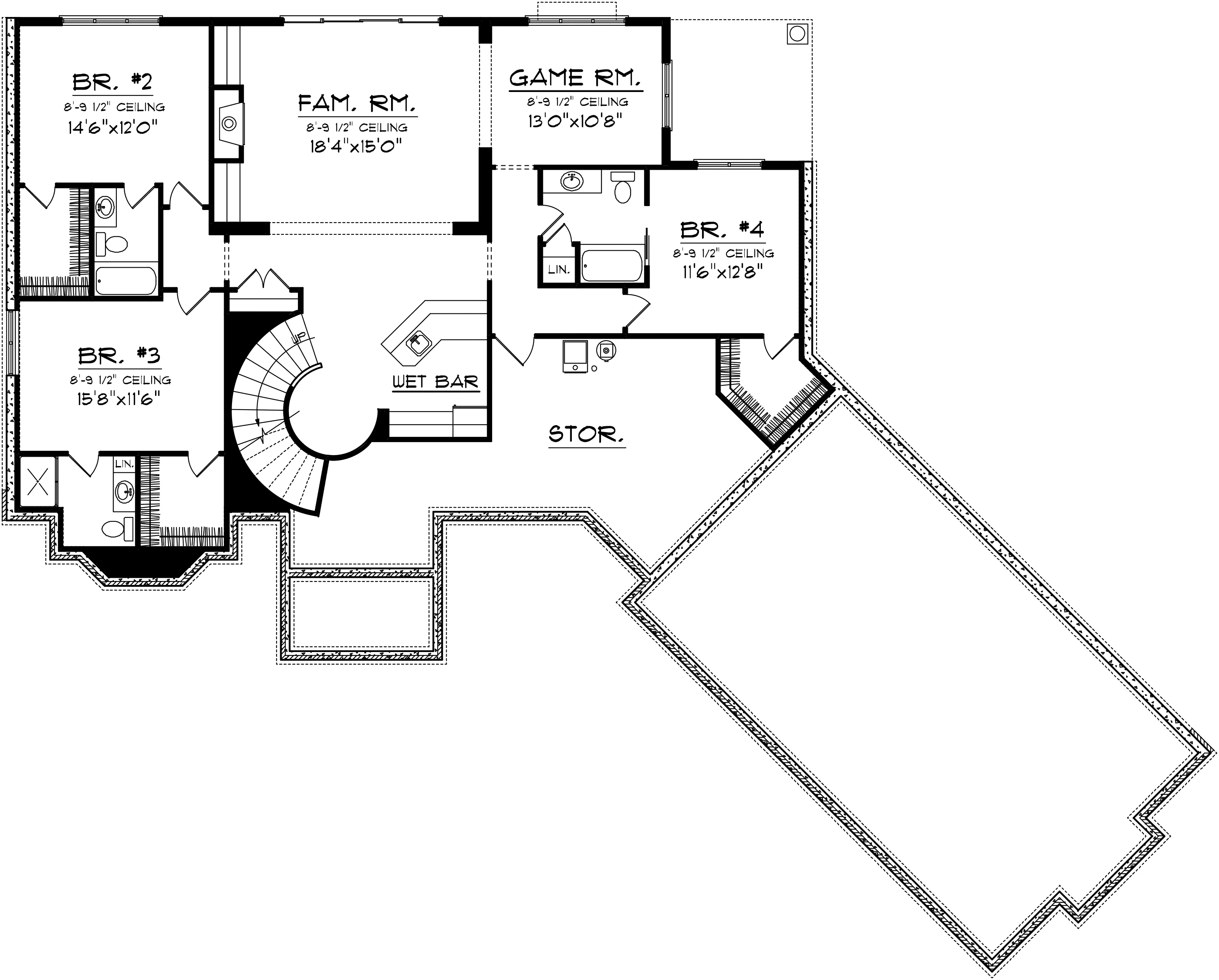 Ranch House Plan Lower Level Floor - Bonhomme Luxury Ranch Home 051S-0098 - Search House Plans and More