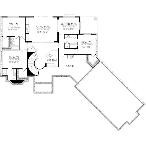 Ranch House Plan Lower Level Floor - Bonhomme Luxury Ranch Home 051S-0098 - Search House Plans and More