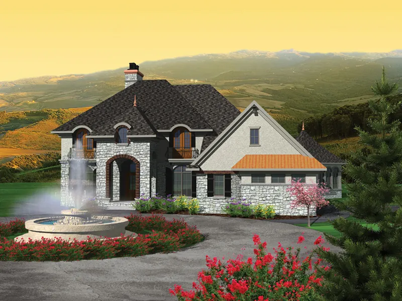 Luxury House Plan Front of Home - Belfast Manor Luxury European Home 051S-0099 - Search House Plans and More