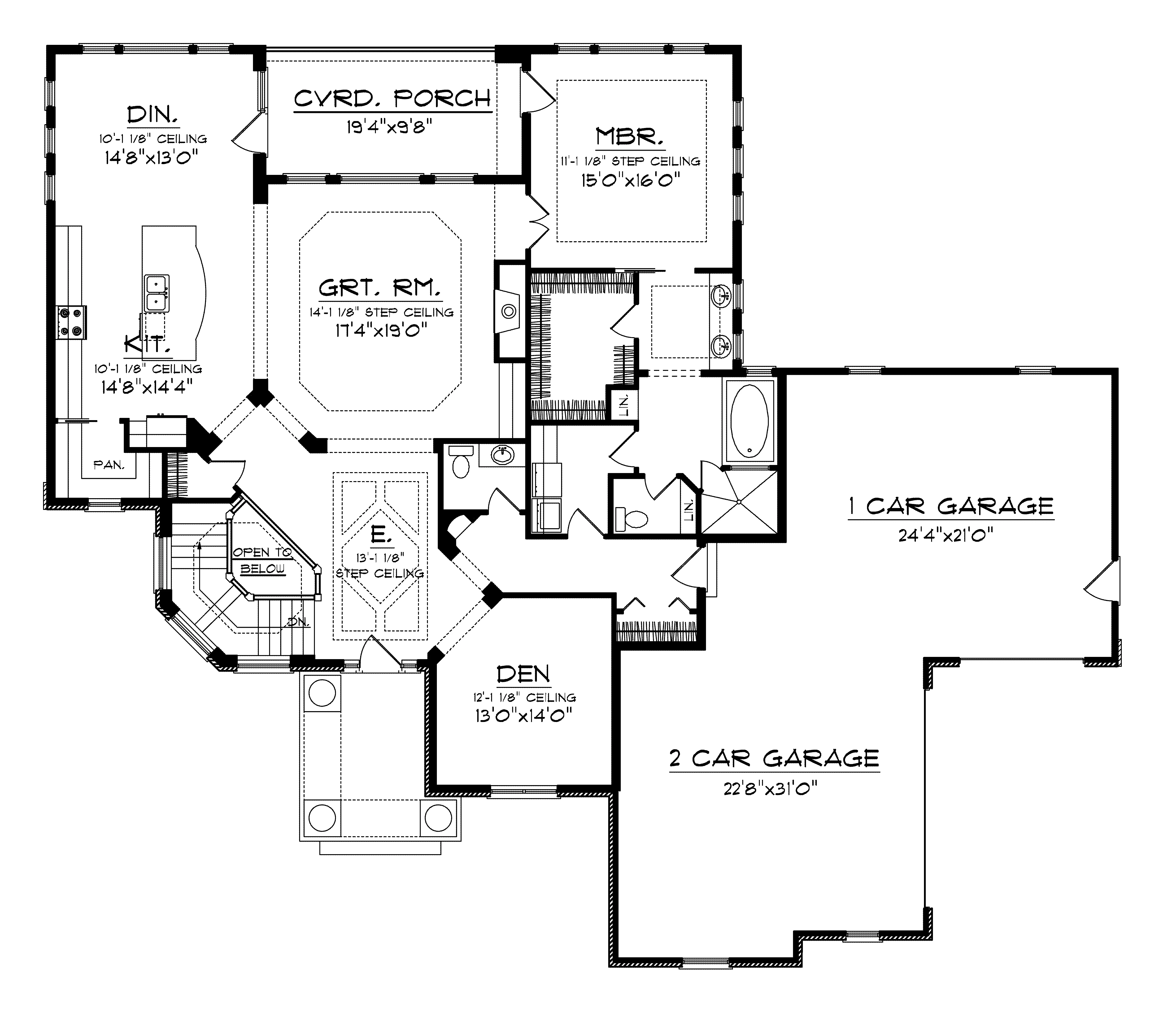 Country French House Plan First Floor - Langside Luxury Ranch Home 051S-0102 - Shop House Plans and More
