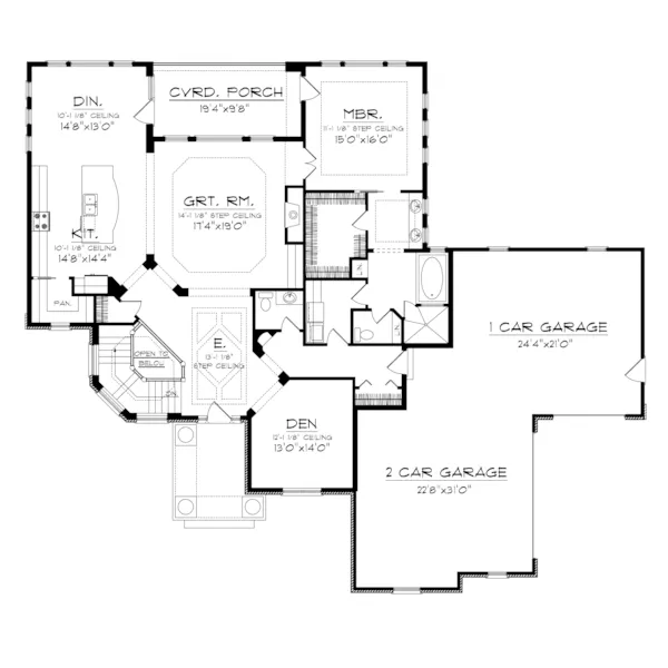 European House Plan First Floor - Langside Luxury Ranch Home 051S-0102 - Shop House Plans and More