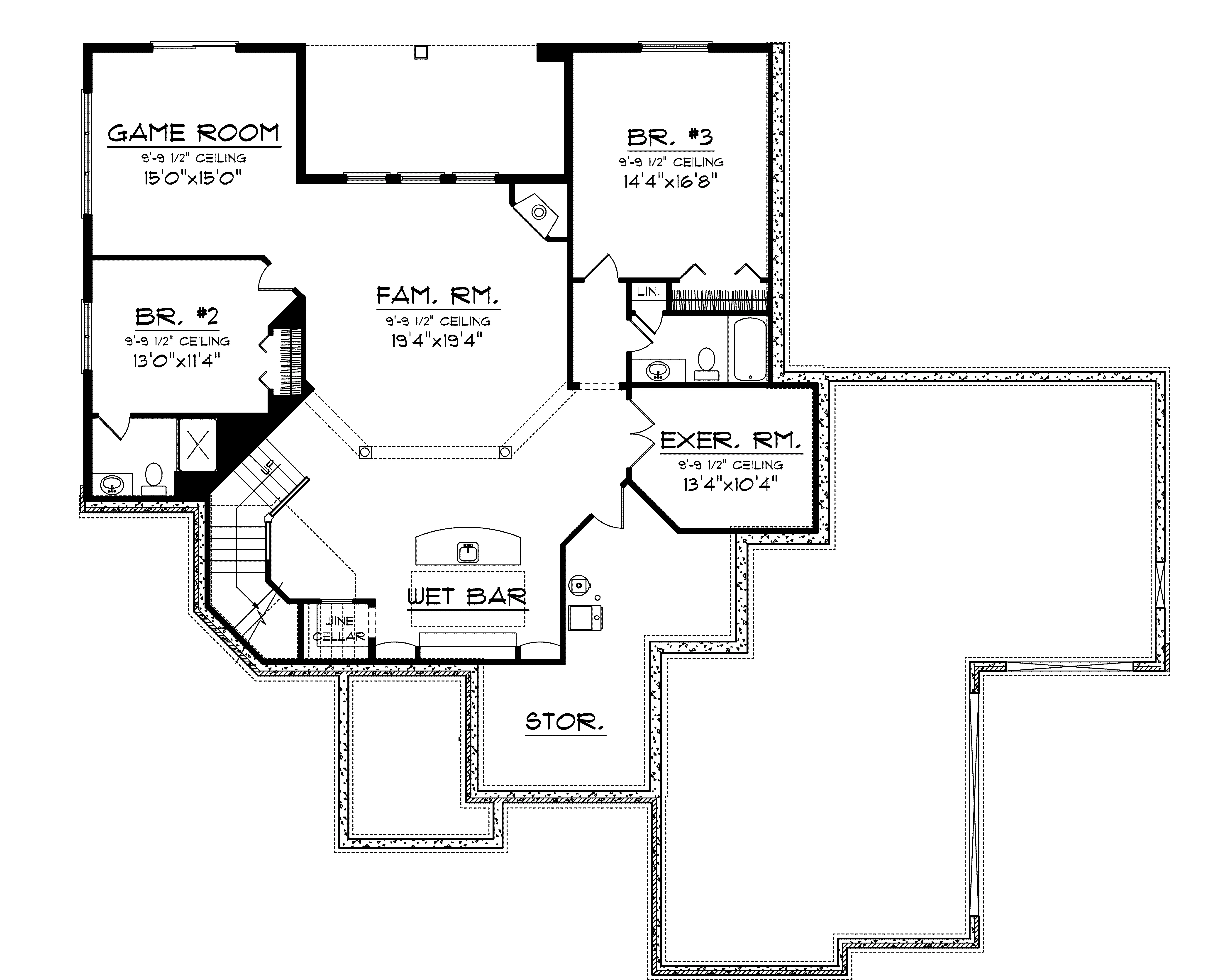 Country French House Plan Lower Level Floor - Langside Luxury Ranch Home 051S-0102 - Shop House Plans and More